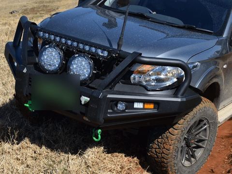 EFS Adventure Pioneer bullbar with driving lights and a light bar