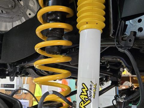 Raw 4x4 coil spring and Nitro Max shock fitted