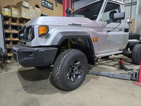 Toyota 79 Series with a Raw 4x4 GVM upgrade in the Ballarat Trailers & Towbars workshop