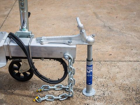 Hayman Reese ball weight scale under a trailer A-frame
